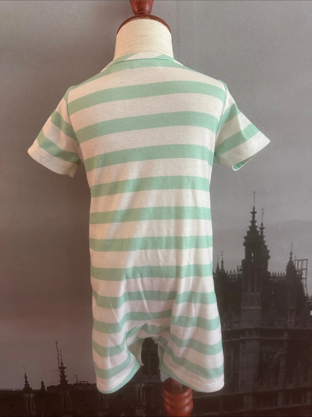 Disney Kids One-Piece Romper Mint Green & White Stripes with Simba Graphic